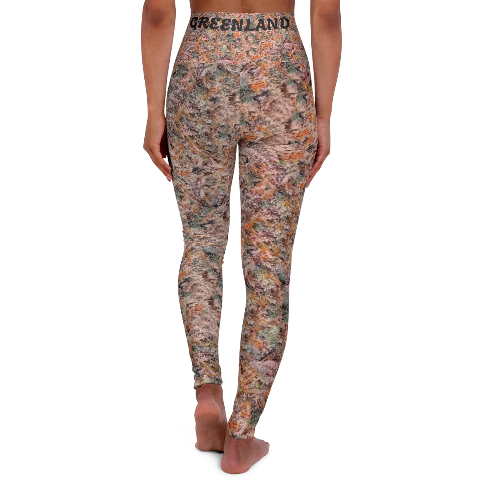 High-Waist Yoga Leggings — Earth-Tone Marble Print