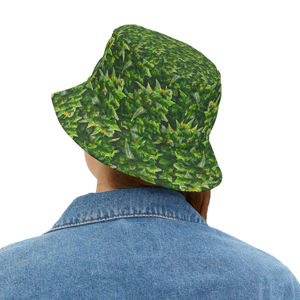 Cannabis Camo Bucket Hat — Subtle 'If Ya Know' Green Leaf Design