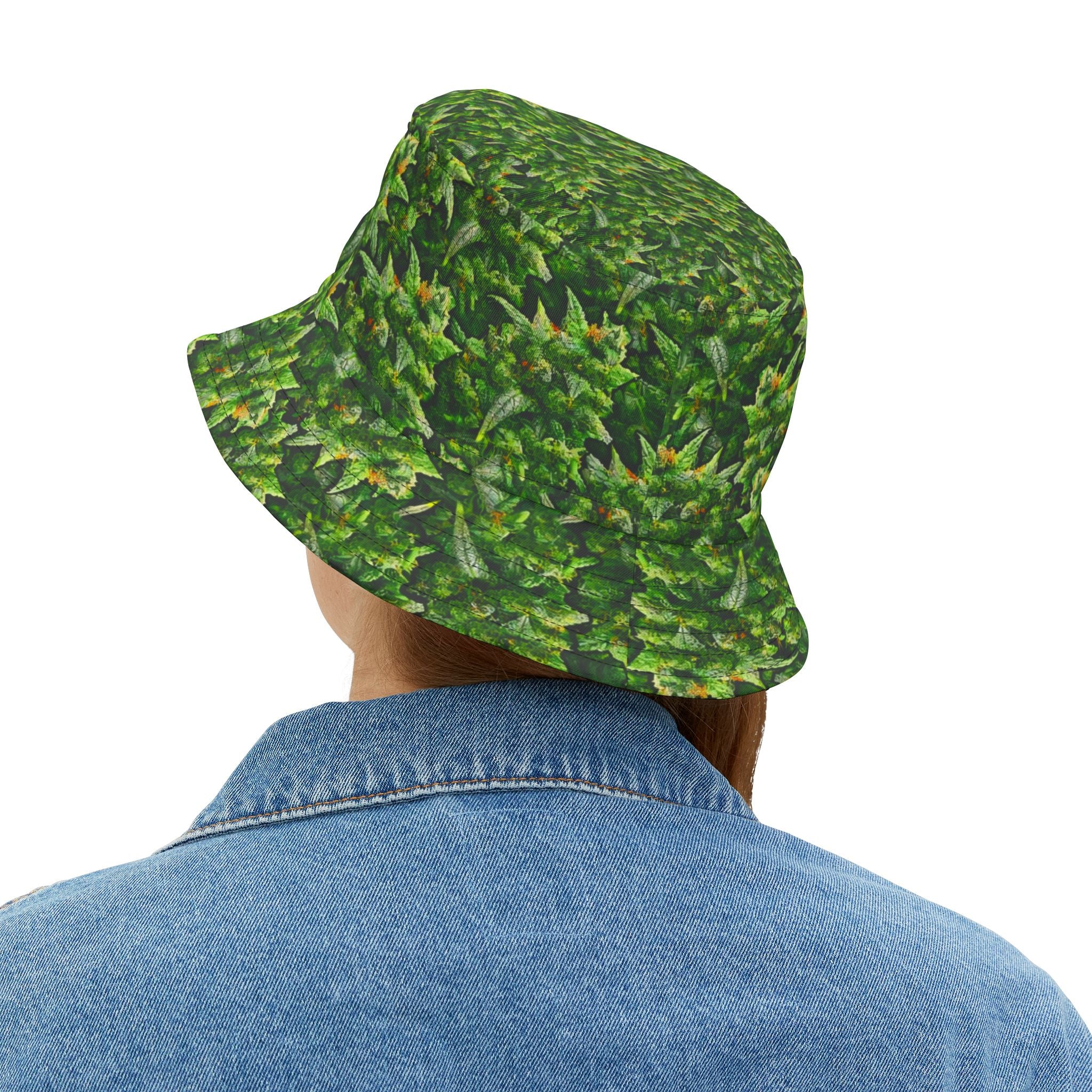 Cannabis Camo Bucket Hat — Subtle 'If Ya Know' Green Leaf Design