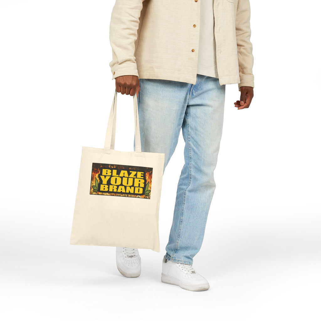 Tote Bag — "Blaze Your Brand" Flame Logo Canvas Tote for Creators & Makers