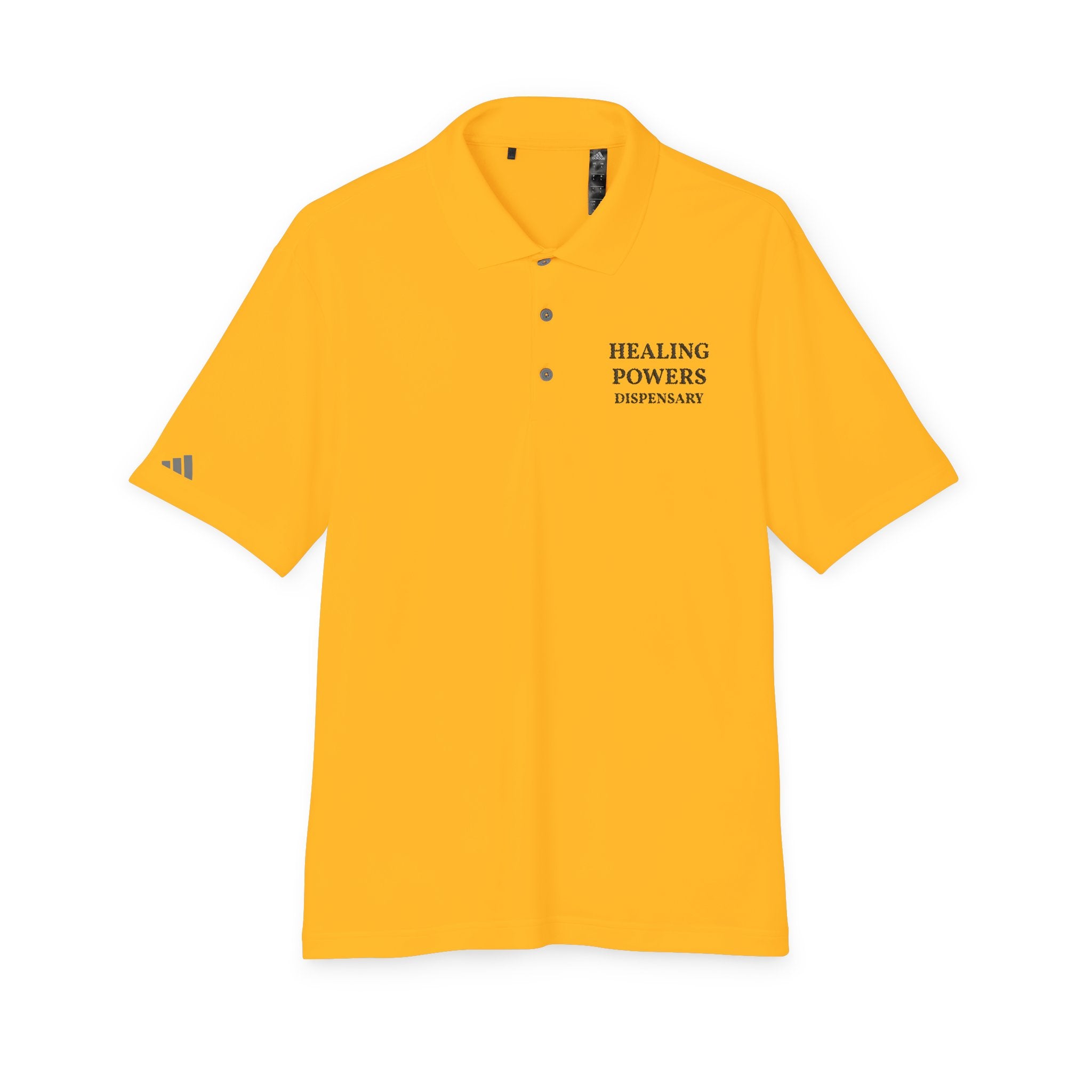 Healing Powers Polo Shirt — Minimalist White Performance Golf Polo