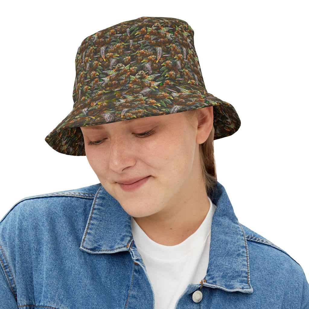 "Canna Camo" Bucket Hat — Subtle 'If Ya Know' Brown Leaf Design