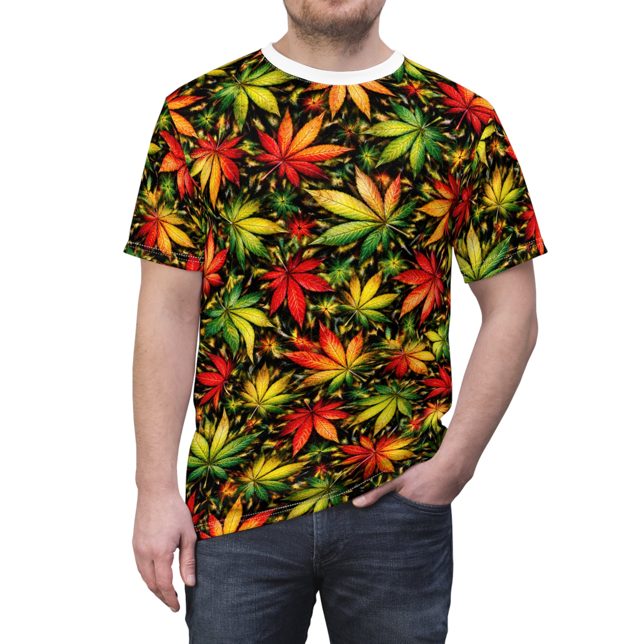 "Yes Rasta" Canna Leaf All-Over Print Tee - Xpress Design