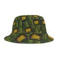 Green Big Bud Pattern Bucket Hat — 'Blaze YOUR Logo' All-Over Print Cannabis Cap