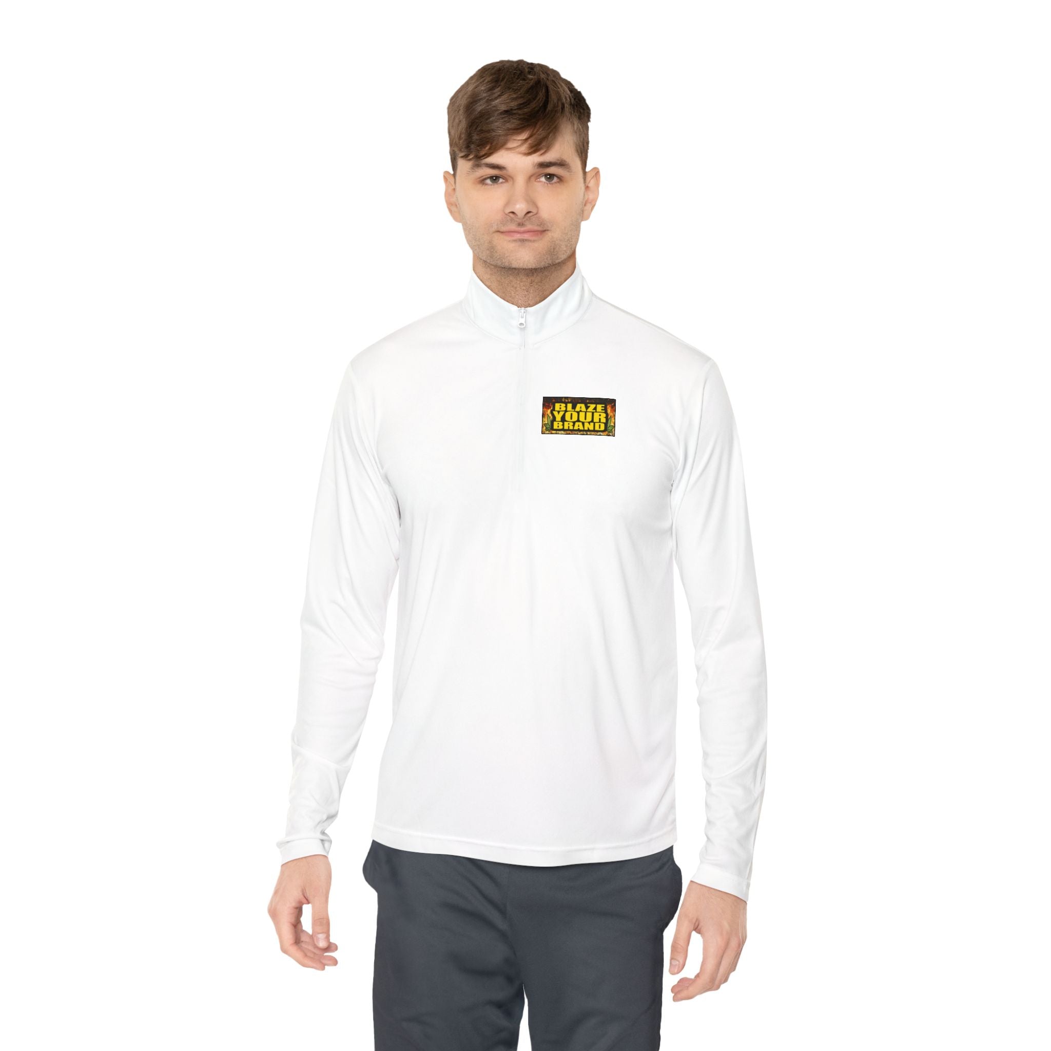 Quarter-Zip Pullover — 'Stay Golden' Retro Patch Chest NAME DROP OR Logo
