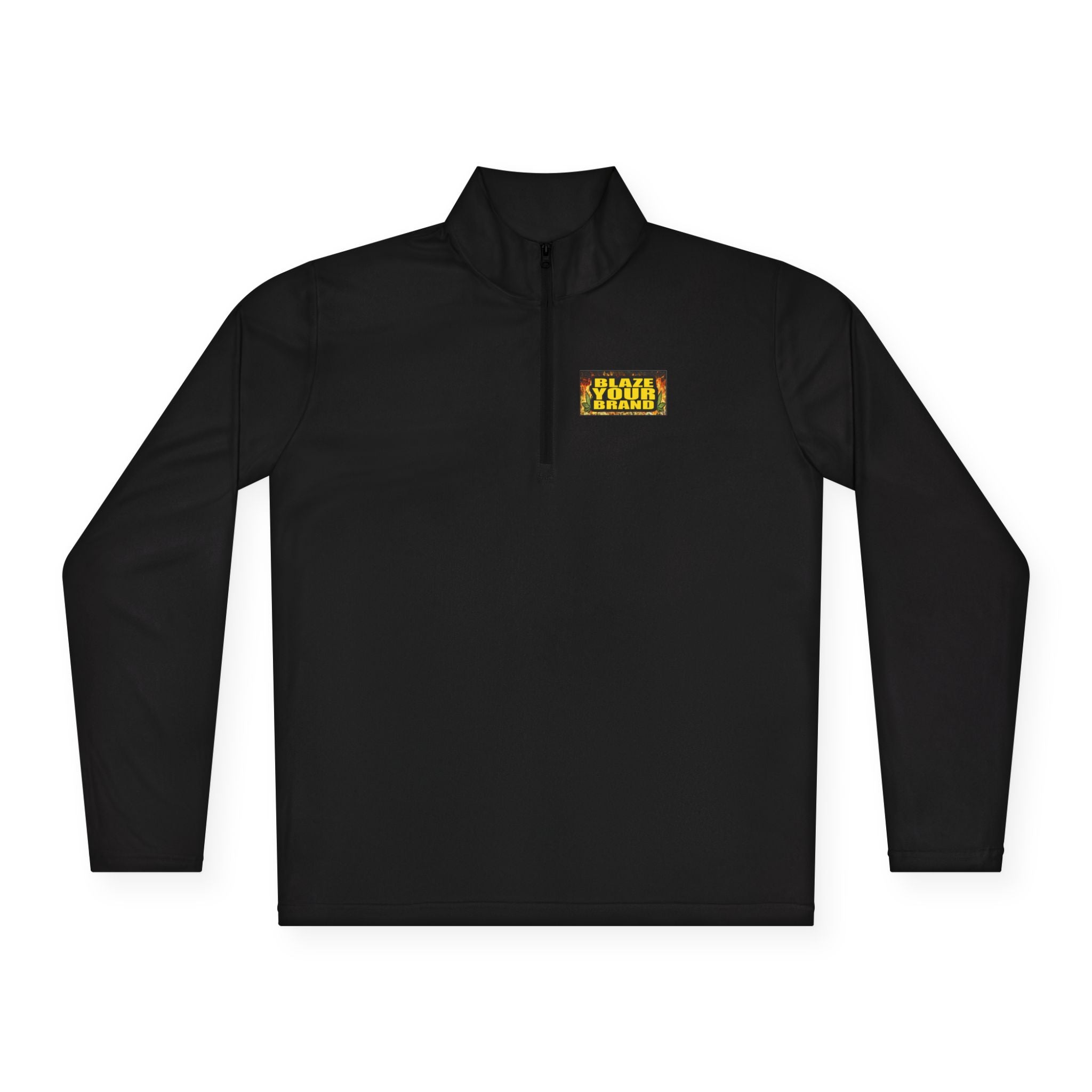 Quarter-Zip Pullover — 'Stay Golden' Retro Patch Chest NAME DROP OR Logo