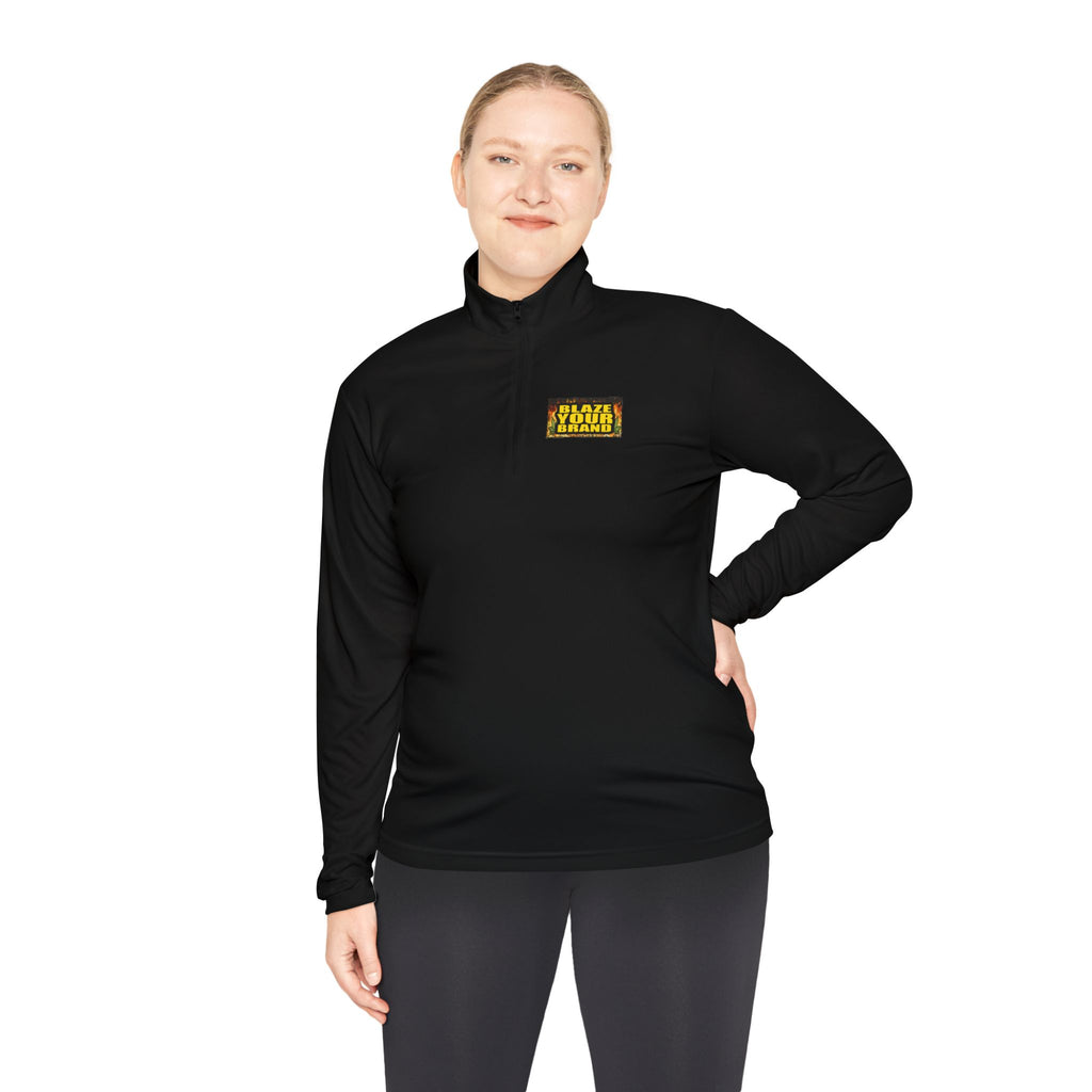 Quarter-Zip Pullover — 'Stay Golden' Retro Patch Chest NAME DROP OR Logo
