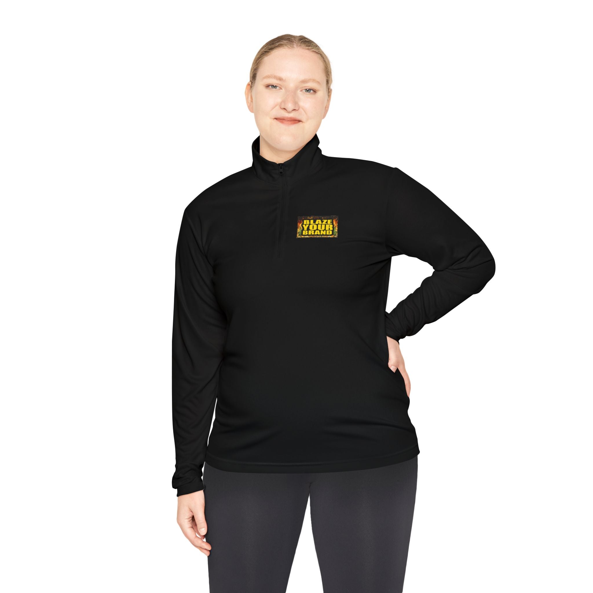 Quarter-Zip Pullover — 'Stay Golden' Retro Patch Chest NAME DROP OR Logo