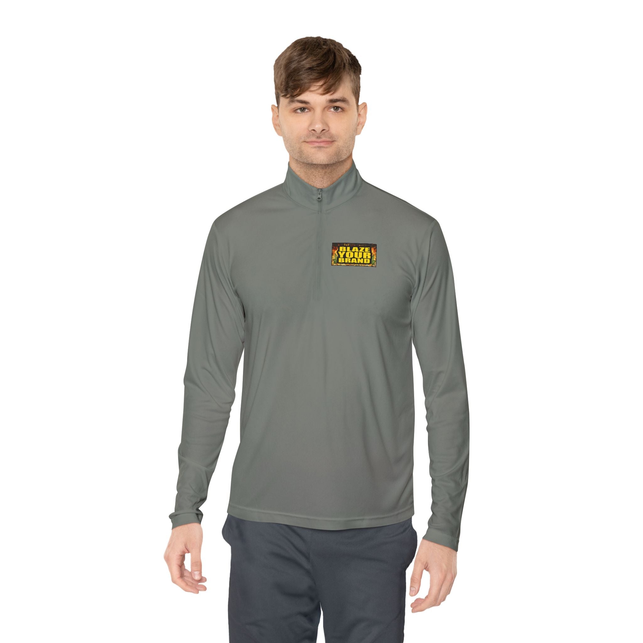 Quarter-Zip Pullover — 'Stay Golden' Retro Patch Chest NAME DROP OR Logo