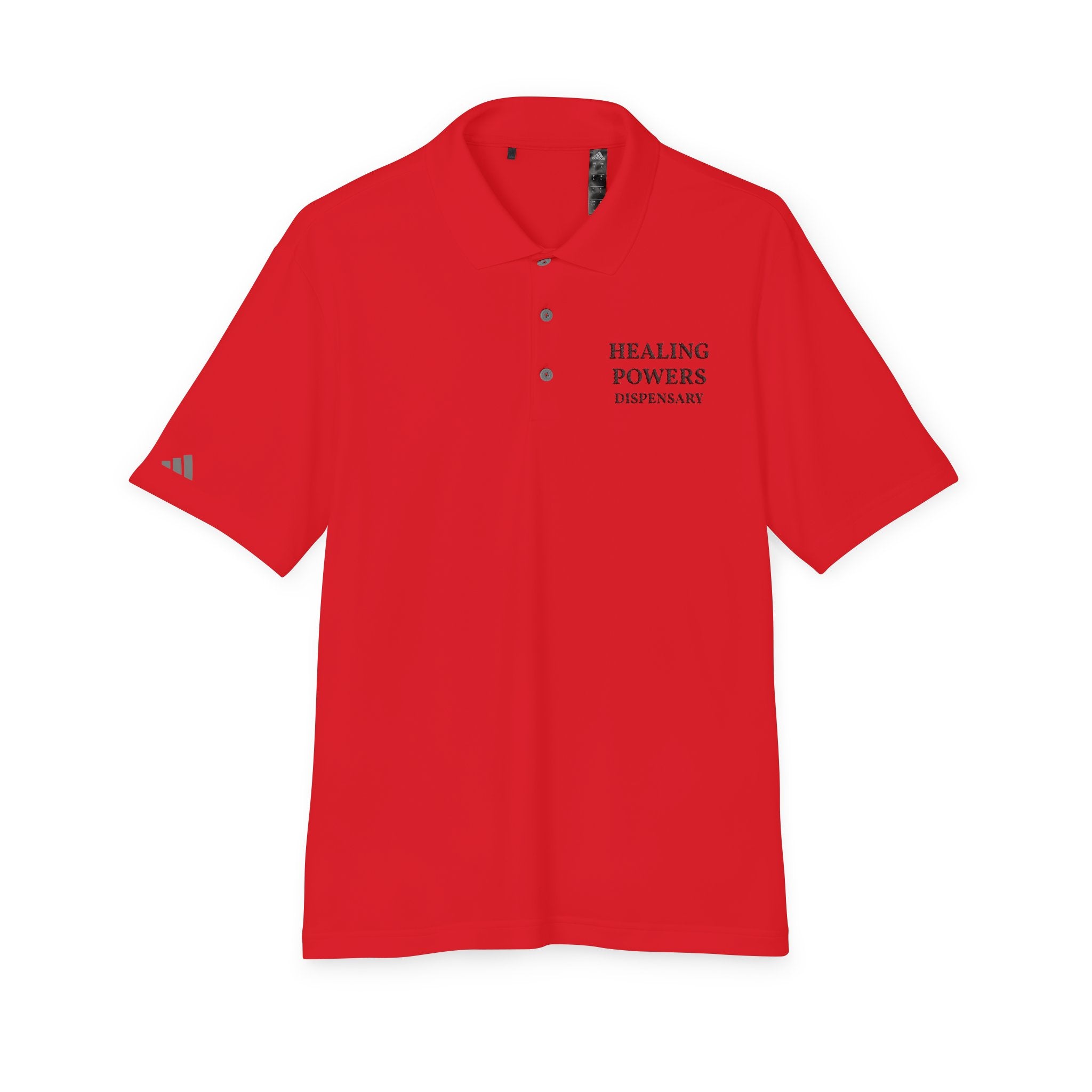 Healing Powers Polo Shirt — Minimalist White Performance Golf Polo