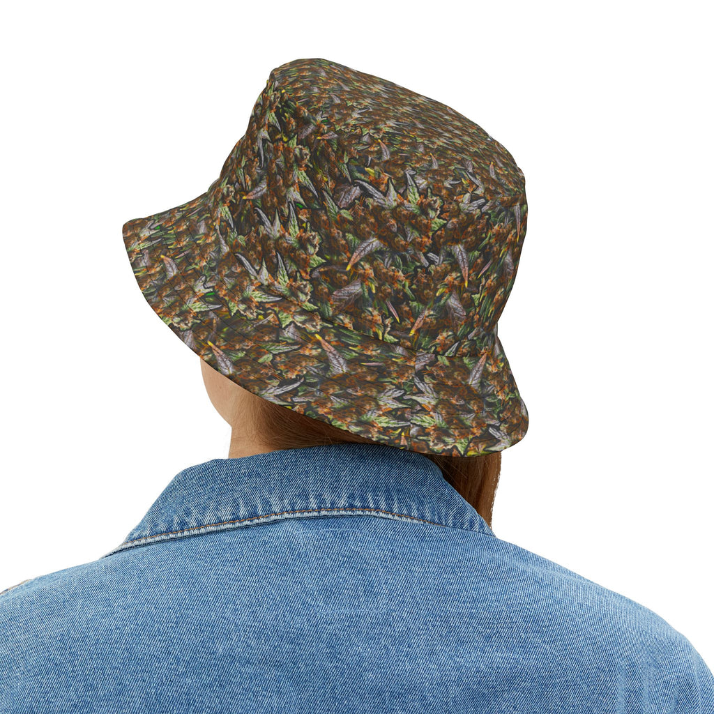 "Canna Camo" Bucket Hat — Subtle 'If Ya Know' Brown Leaf Design