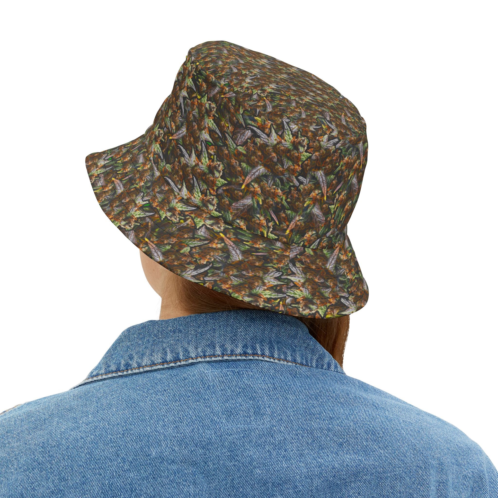 "Canna Camo" Bucket Hat — Subtle 'If Ya Know' Brown Leaf Design